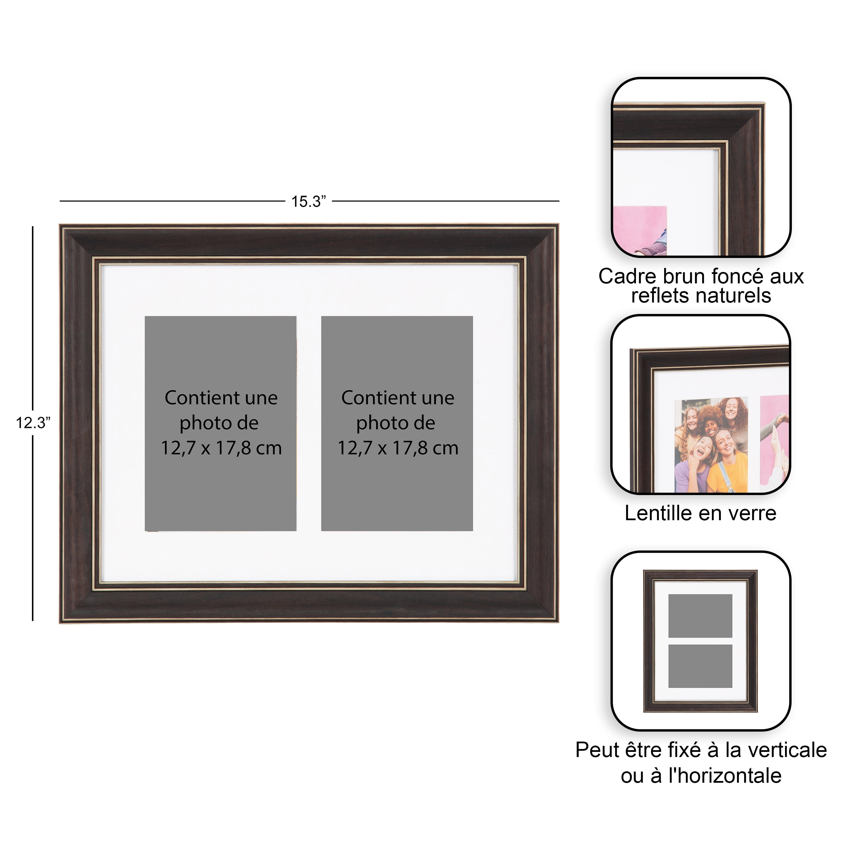 DesignOvation 2 Opening Brown Bagnell Collage Picture Frame