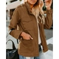 thumbnail image 2 of chouyatou Women's Fall Stand Collar Zip Up Military Cotton Utility Safari Jacket, 2 of 5