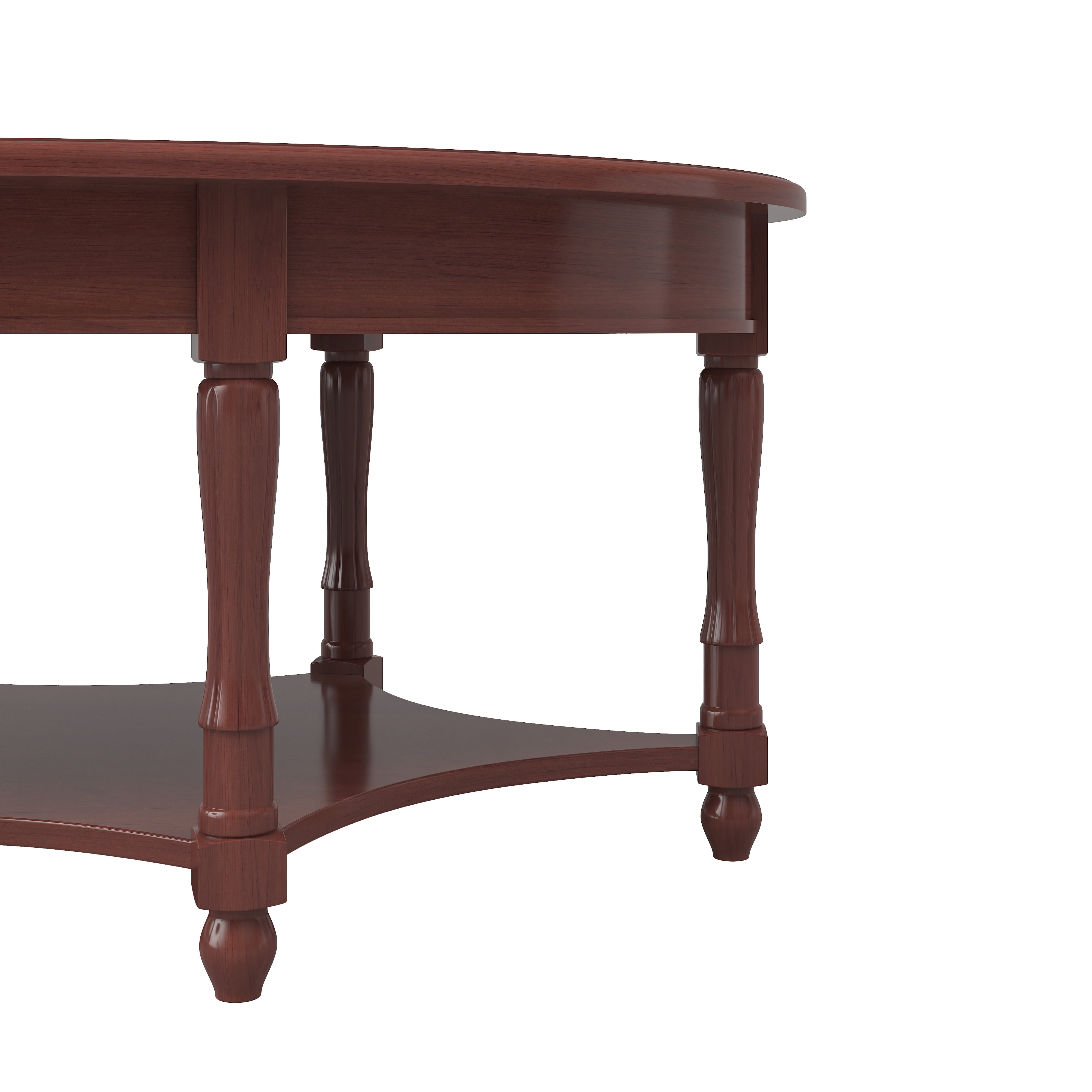 GARITIN Oval Coffee Table 45 Inch, Vintage Cocktail Table with Drawer and Storage Shelf for Living Room, Cherry