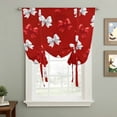 thumbnail image 2 of Red White Bow Tie Up Curtains for Windows, Adjustable Balloon Window Shades, Modern Art Watercolor Bowknot Kitchen Window Treatments Adjustable Roll Up Curtain for Basement/Nursery 52"x45", 2 of 8