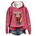 thumbnail image 2 of Vintage Christmas Sweatshirt Cow Print Pullover Hoody Festive Holiday Western Graphic Hooded Top Womens Hoodie Watermelon Red L, 2 of 4