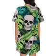 thumbnail image 3 of Naloa Skull and Palm Leaves Women's Short-Sleeved Pajama Set, Loungewear, Summer pajamas, Breathable Cozy - XX-Large, 3 of 9