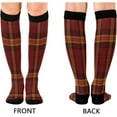thumbnail image 2 of FREEAMG 1 Pairs Orange and Red Plaid Compression Socks for Women Men Knee High Stocking for Running,Athletic,Medical, 2 of 7