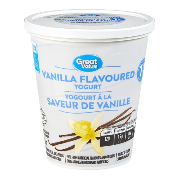 Great Value 1% M.F. Vanilla Yogurt, 650 g