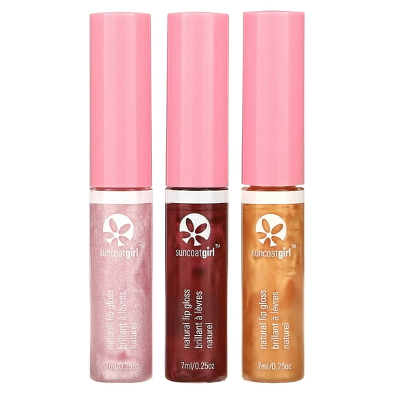SuncoatGirl Natural Lip Gloss, 3 Piece Set, 0.23 oz (7 ml) Each