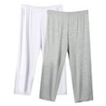 thumbnail image 2 of Women's Casual Fashion Solid Color Three-Quarter Shorts Pants Bottoms Thin Loose Large Size Home Lounge Wear for Sports and Can Be Worn Outside | Aestivo,Gray XL, 2 of 6