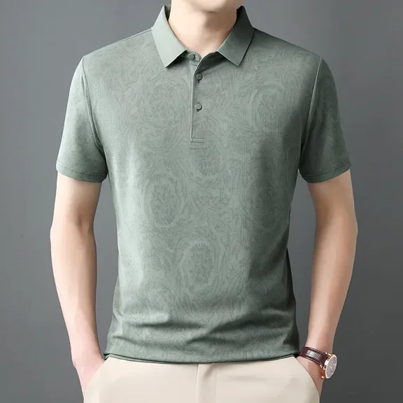New Men's Business Casual Short Sleeved Shirt Solid Color Polo Shirt Fashionable Breathable Comfortable Versatile Top