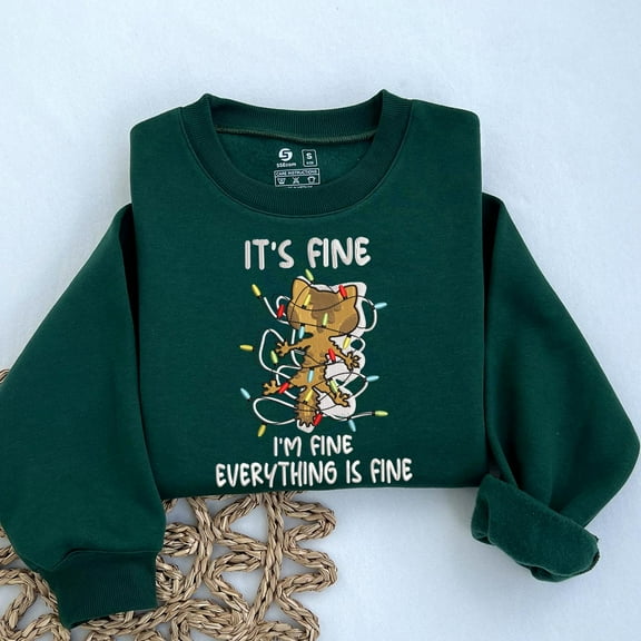 It's Fine I'm Fine Everything Is Fine Embroidered Sweatshirt: Gift for Funny Friends, Funny Gift Cat Lover