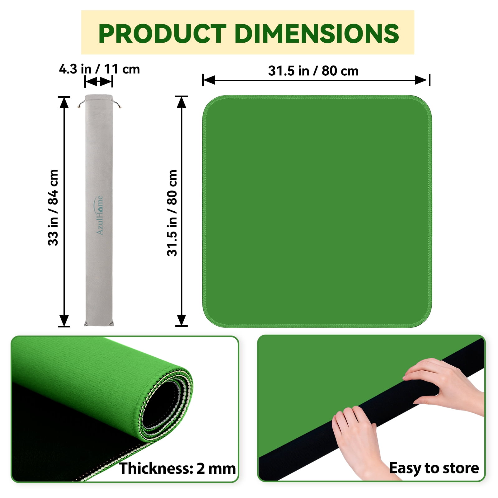 Noise Reducing Anti-Slip Table Cover Pad | Portable Game Mat for Mahjong, Poker, Cards, Dominoes with Carry Bag (Green)