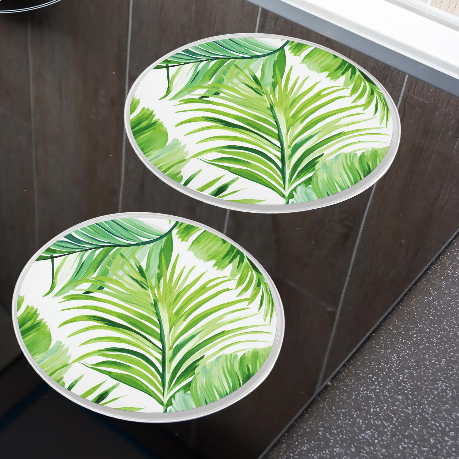 Round Stove Burner Covers 4 Pcs for Home Decor Cooktop Decorative ,Watercolor Palm Tree Leaves Summer Green creative, Metal Round Stove Burner Covers 8Inch And 10Inch