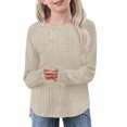 thumbnail image 2 of GaThRRgYP Summer Tops,Summer Shirts for Women,Children's Solid Color Long Sleeve Round Neck Tops Blouses Shirts Beige 7 Years, 2 of 9