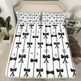 thumbnail image 2 of Manfei Black Ribbon Teens Full Size Sheets, Dreamy Cartoon Bow Bed Sheets, Cute Princess Bowknot Style Sheet Sets, Luxury Bedroom Decor, 4 Pieces, 2 of 7