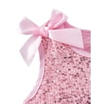 thumbnail image 4 of Girls Dresses Summer Outfits Toddler Ribbon Bow Sleeveless Shift Glitter Birthday Party Tulle Trim Ruffle Princess A-Line Kids Formal Champagne Dress 4-5T, 4 of 5