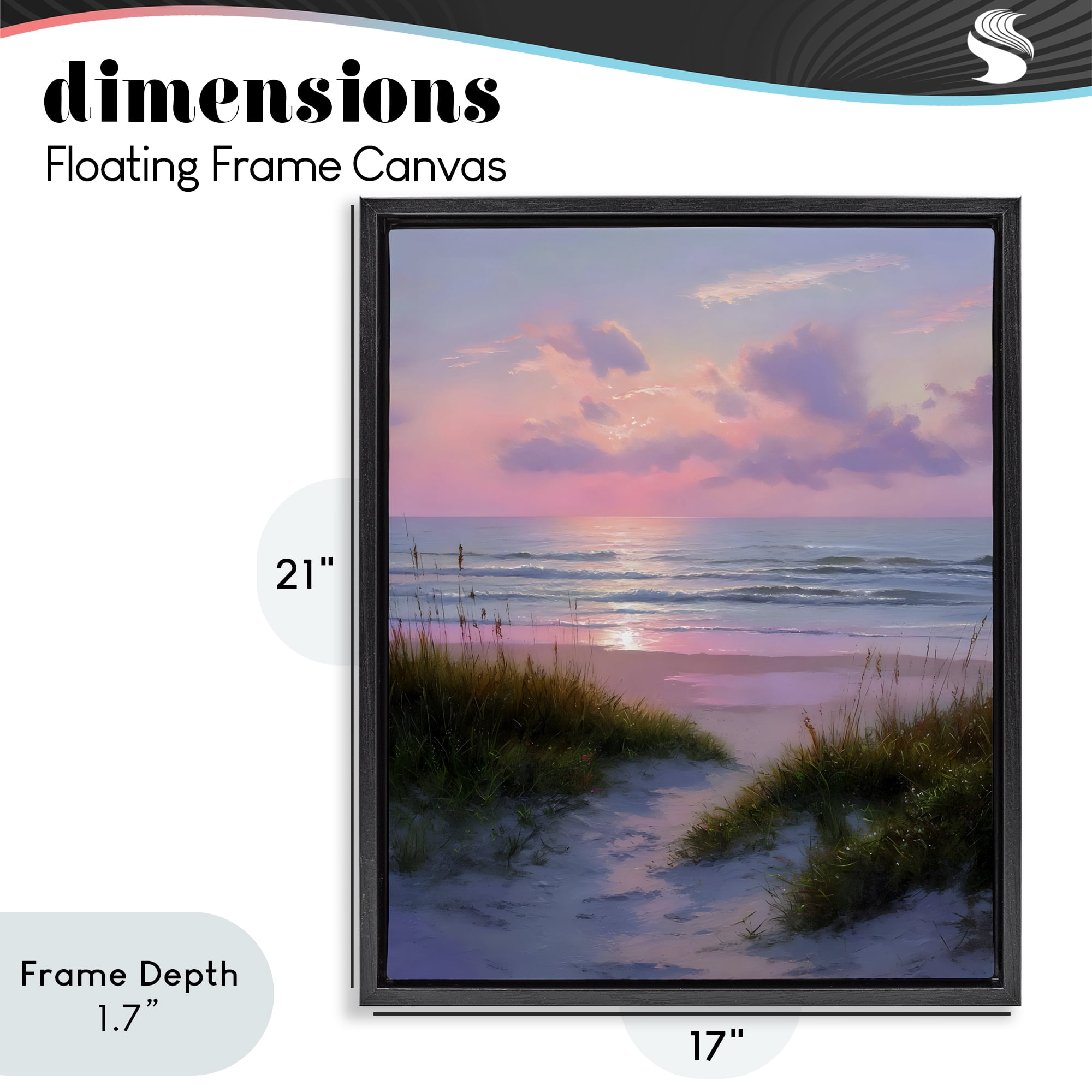 Stupell Industries Romantic Beach Sunset in Pink Black Framed Floater Canvas Wall Art, design by Franklyn Gregory