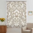 thumbnail image 3 of Light Brown Flowers Sheer Curtains 45 Inches Long, Rustic Boho Ethnic Middle Century Light Filering Curtains, Breathable Simi Curtain Privacy Drapes for Kitchen Bathroom Small Window Treatment, 3 of 9