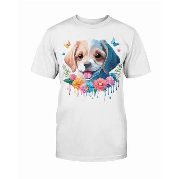 Animal Shirt, Tee Shirt with Animals, Floral Dog T-Shirt