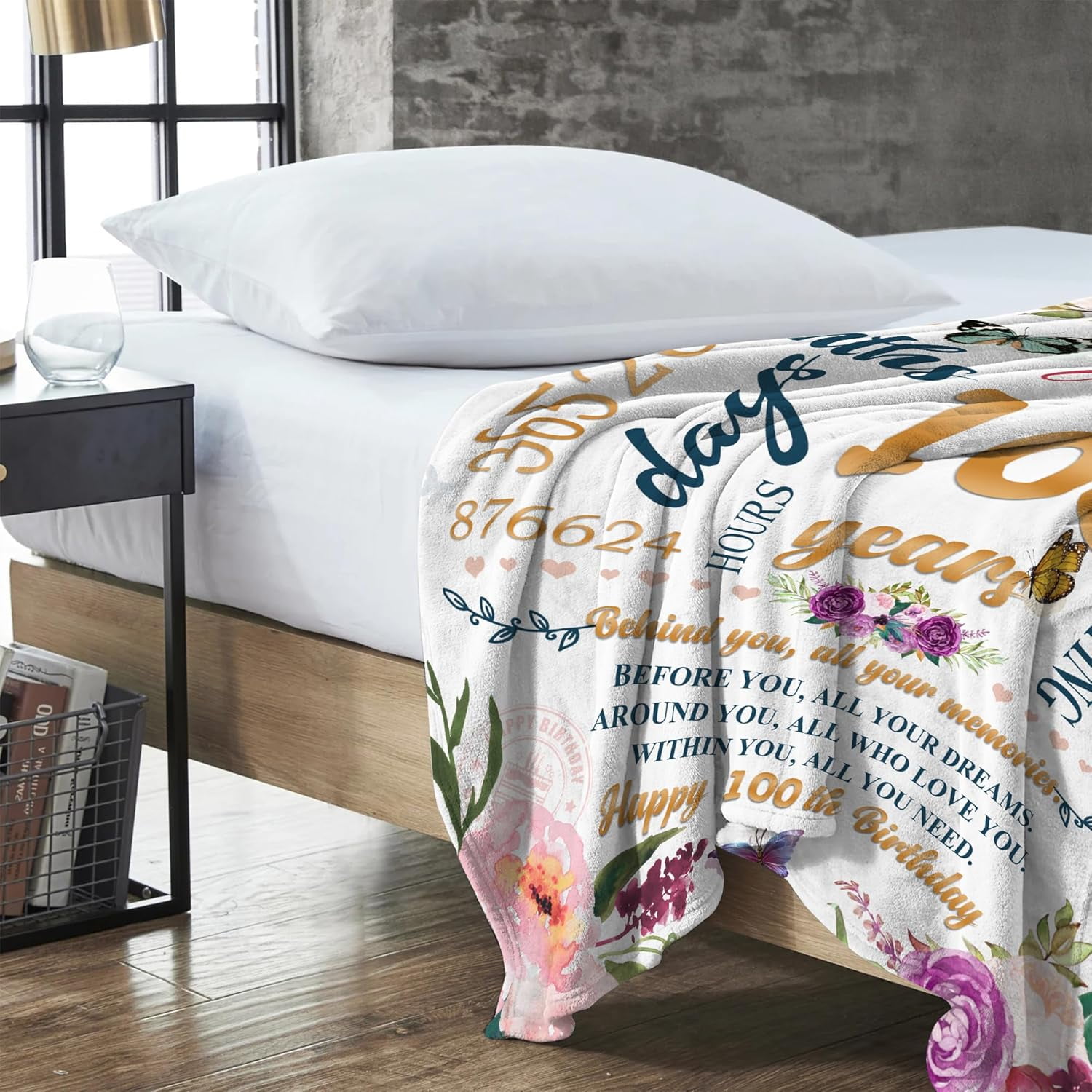 100th Birthday Gifts Women Blanket Happy 100th Birthday Gift Ideas, 100th Birthday Decorations, Gifts for Women Turning 100, Gifts for 100-Year-Old, Best Bday Present 1924 Throw Blankets