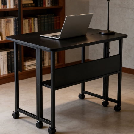 S-HOME Versatile 31.5 Inches Folding Computer Desk in Black for Small Spaces Home Office and Study Needs