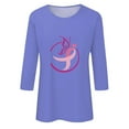 thumbnail image 4 of Honeeladyy Breast Cancer Shirts for Women Breast Cancer Awareness Round Neck 7/4 Sleeve Shirt Pink Ribbon Tee Tops #Mh-Purple-M, 4 of 5