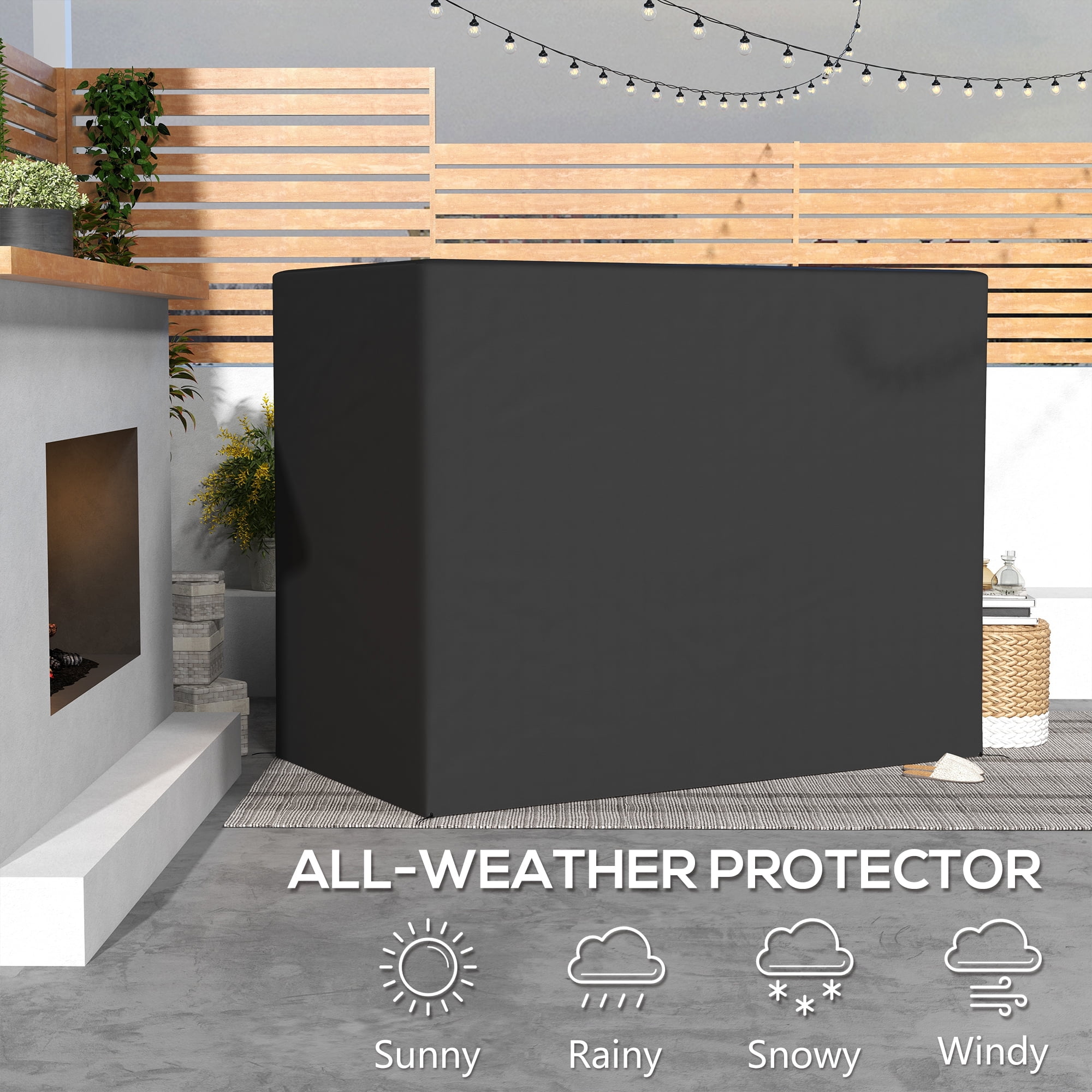 Outsunny 600D Oxford 3-Seater Patio Swing Cover Outdoor Swing Chair Cover Garden Furniture Cover Rain Protection Waterproof Anti-UV, Dark Gray