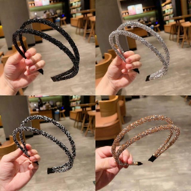 Diadema de cristal de dos capas para mujer, banda para el cabello, accesorios para el cabello, regalos para fiestas, juego de 4 piezas