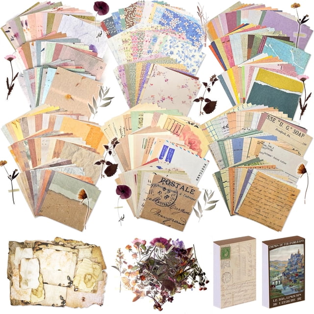 Kit de papel para scrapbooking Naszonus de 565 piezas con flores vintage