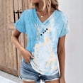 thumbnail image 5 of AherBiu T-Shirts à Manches Courtes pour Femmes Col en V Couleur Dégradée T-Shirt Tunique Confortable à Porter avec des Leggings, 5 of 5