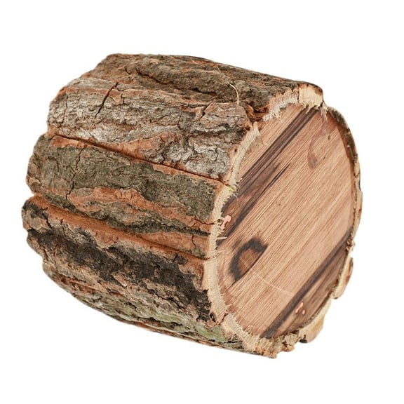 OUNONA Rustic Wood Bark Planter Pot 10cm Log Flower Pot Tree Stump Plant Container Farmhouse Decor for Indoor Outdoor