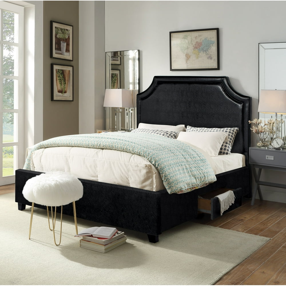 Chic Home Francis Platform Bed Frame with Headboard and Hidden Storage