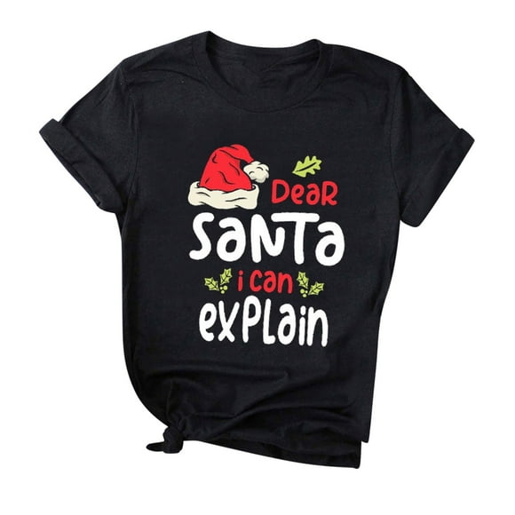Christmas Shirt Women Christmas Womens Fashion Short Sleeve Casual Cute Holiday Shirt