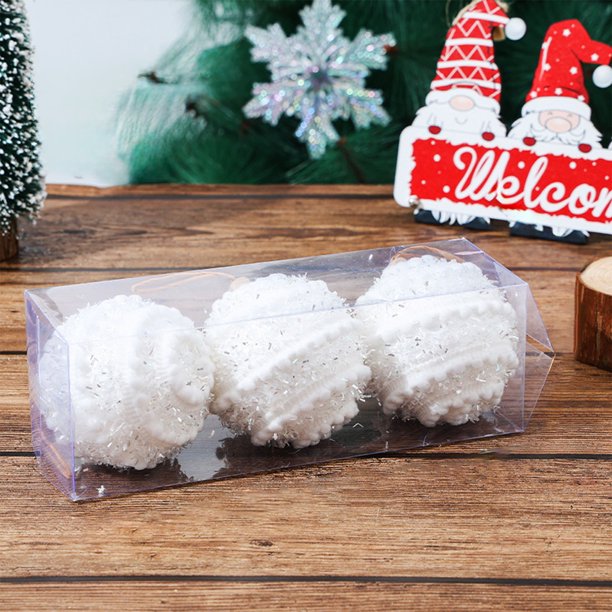 Taotanxi 2024 - Juego de 3 bolas navideñas (8 cm, 3,15 pulgadas) - Macarrones para decorar el árbol de Navidad - Ideales para el hogar, fiestas, bodas y decoraciones colgantes navideñas (blancas)