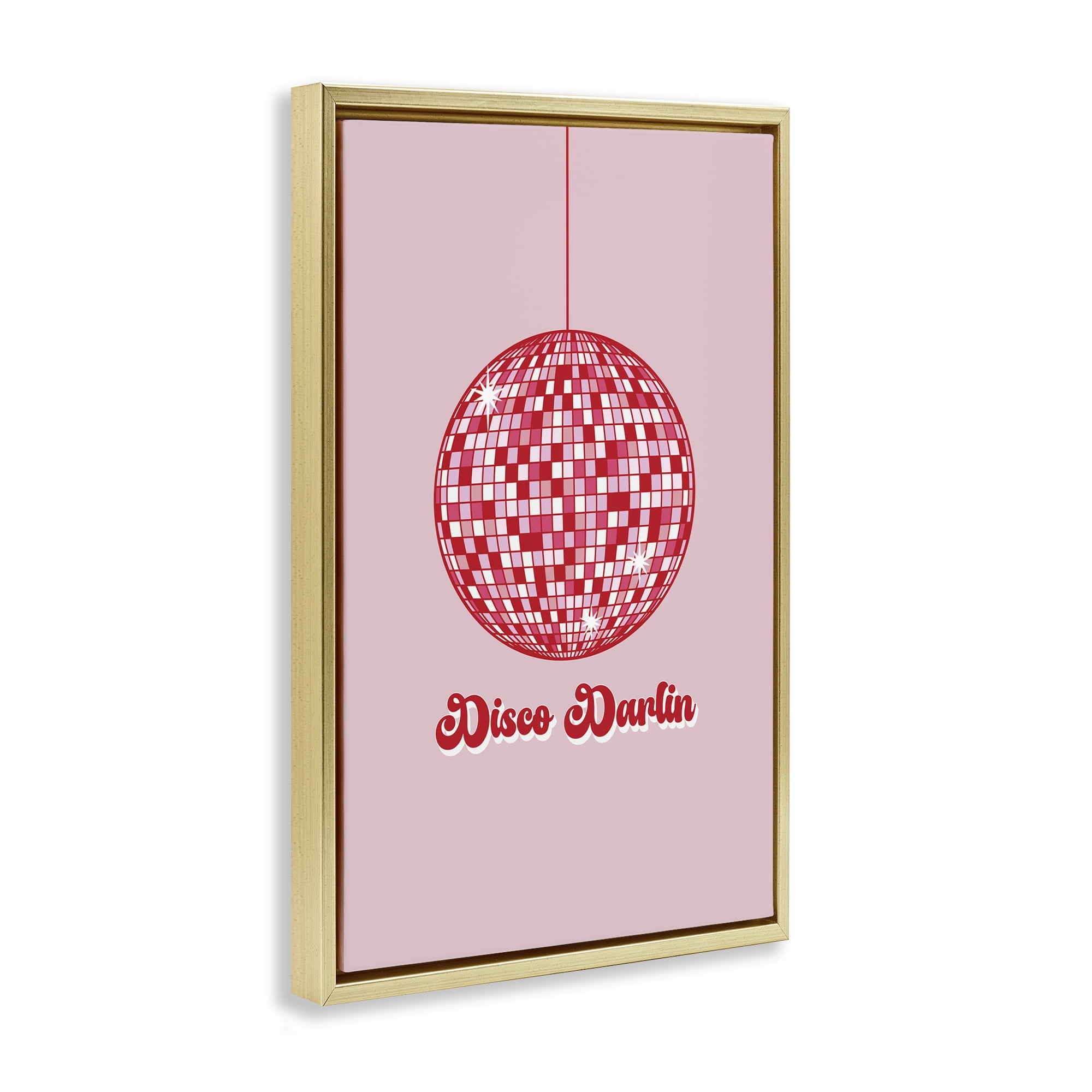 Stupell Industries Retro Disco Darlin Typography Painting Gold Floater Framed Art Print Wall Art, 17 x 25