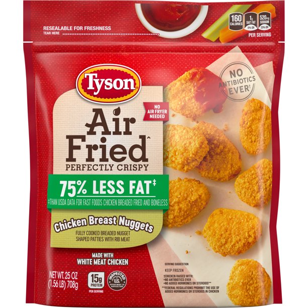 Tyson Air Fried Perfectly Crispy Chicken Breast Nuggets 1 56 Lb Bag Frozen Walmart Com