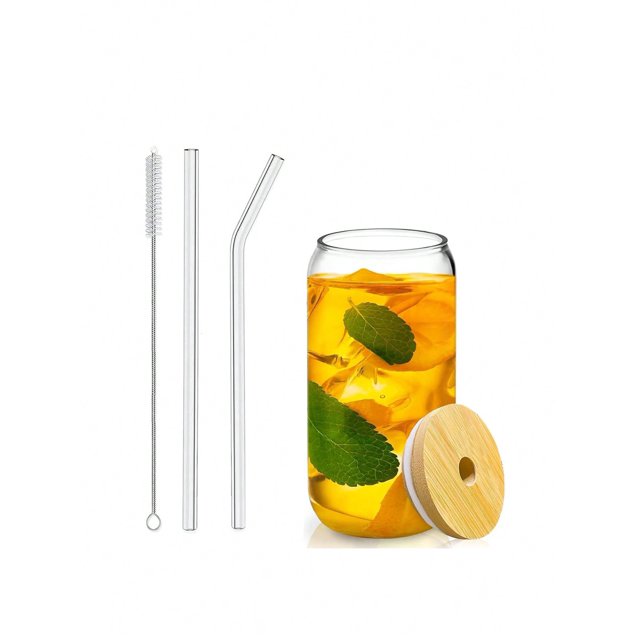 1pc Glass Cup With Lid (Note: Straw And Cup Are Sold Separately) Suitable For Cola, Juice And Coffee, Ideal For Home, Cafe, Party