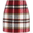 thumbnail image 2 of Womens Wool Plaid Mini Skirt Fall Winter High Waisted Bodycon Pencil Skirt, 2 of 6