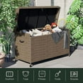 thumbnail image 2 of Grand Patio Outdoor 170 Gallon Deck Box Outdoor Large Wicker Storage Box, 27.25''(W), 52.4lb, Light Brown, 2 of 7