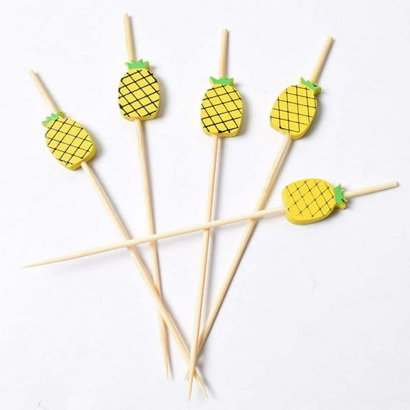 OUNONA 100 Pcs Toothpick for Fruit Long Toothpicks Cocktails Pineapple Drinks Yellow
