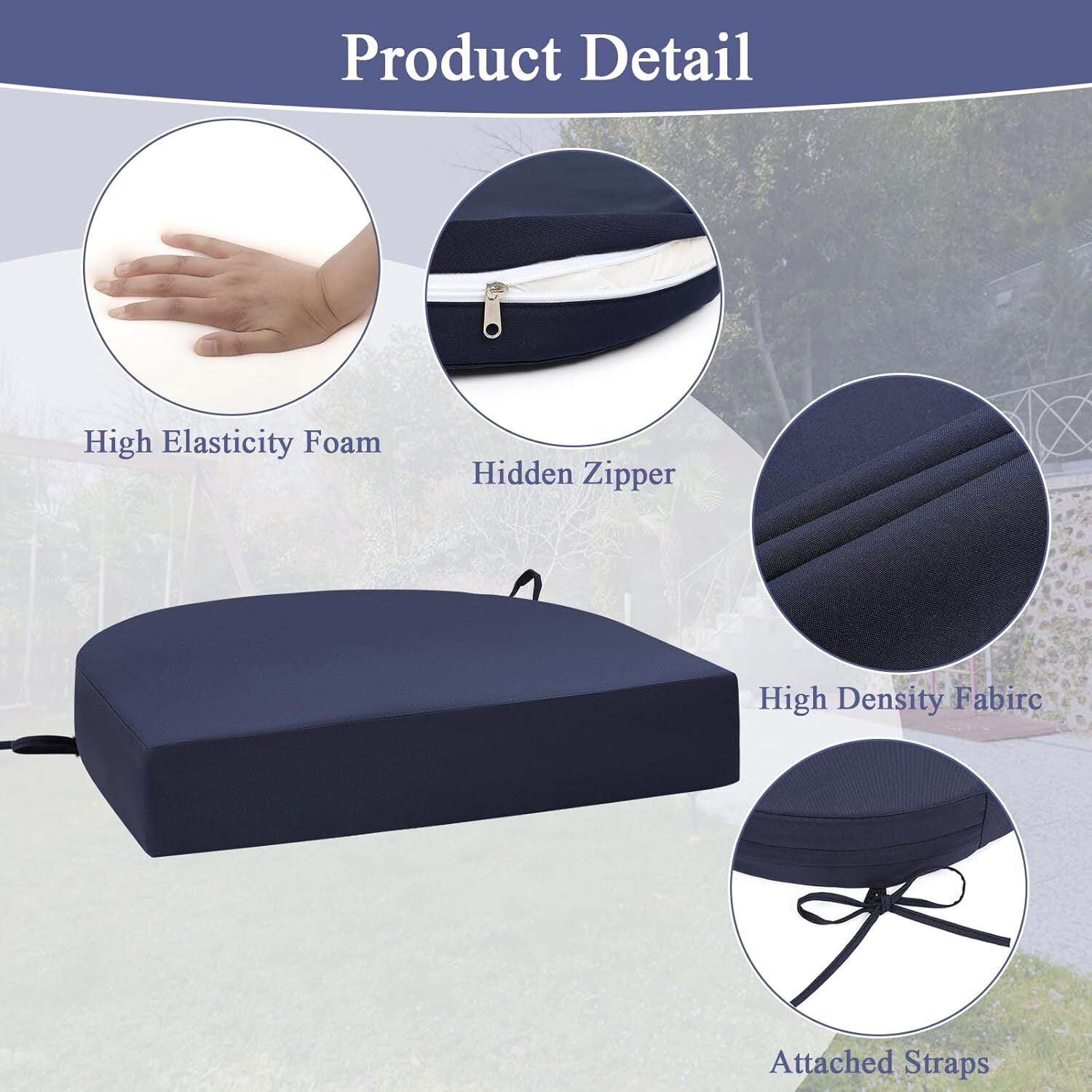 Findosom Outdoor Chair Cushion Set of 2, 17"x16"x2" Waterproof Patio Seat Chair Cushions with Ties,Fade Resistant Round Corner Outdoor Deep Seat Cushions for Outdoor Furniture,Dining Chair Pads,Beige