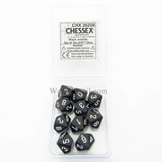 Black Opaque Dice with White Numbers D10 16mm (5/8in) Pack of 10 Dice Chessex