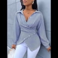 thumbnail image 4 of Blusa de Verano para Mujer, , con Rayas y Botones en la Parte Delantera, de Larga. Azul XL, 4 of 10