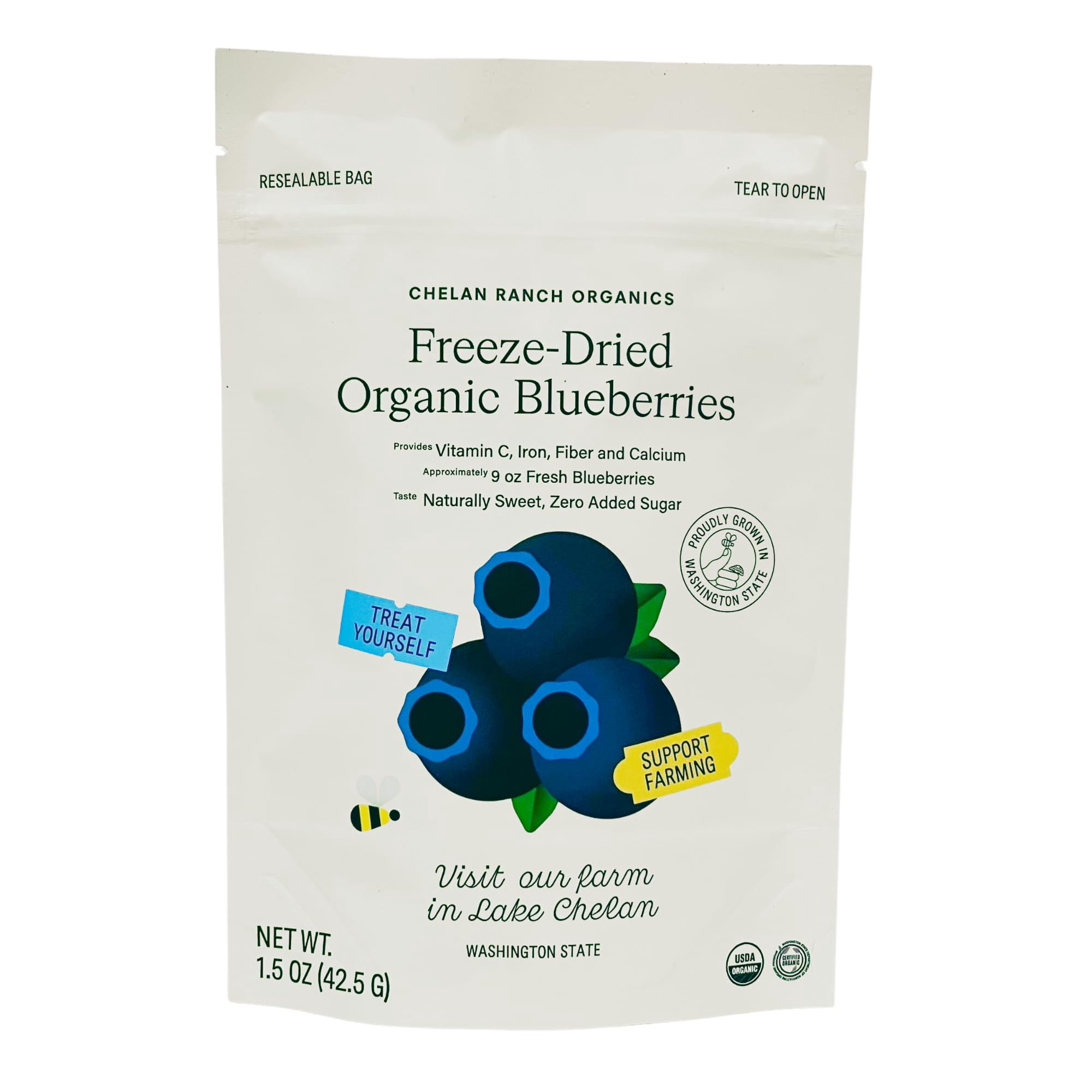 Chelan Ranch Organics Freeze-Dried Organic Fruit Variety Pack, Cherries, Honeycrisp Apples, Blueberries, Zero Added Sugar, Non-GMO & Vegan, Net Wt 9.4 Ounce (6-Pack)