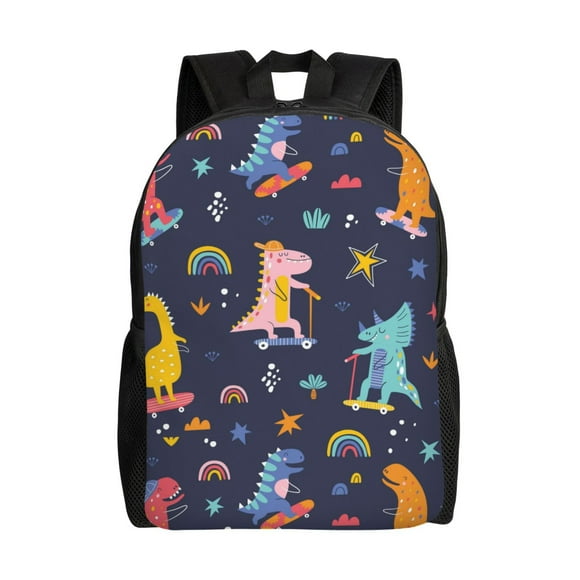 Saiise Cartoon Dinosaur Scooter Sport Blue for Backpack for Daily Travel School Work Fits 15in Laptop Lightweight Casual Bag for Men and Women