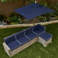 thumbnail image 5 of KidKraft Ensemble modulaire extérieur avec pouf, parasol et coussins – gris bois de grange et marine, 5 of 7