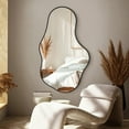 thumbnail image 3 of TEWLOSS Irregular Wall Mirror Decorative 36"x 22" Black Bathroom Mirrors Metal Frame, Dolphin Shape, 3 of 9