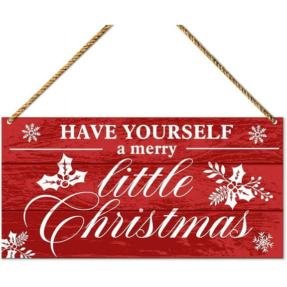 Novelty Christmas Wood Sign Christmas Wall Decor for Home Door Kitchen Living Room Bedroom Holiday Decorations Farmhouse Xmas Hanging Sign Have Yourself a Merry Little Christmas 8x12 Inch
