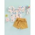 thumbnail image 2 of Bagilaanoe Toddler Girls Summer Clothes 1 2 3 4 5 6 Years Puff Short Sleeve Floral Print T-Shirt Top + Shorts 2Pcs Outfits Set, 2 of 8