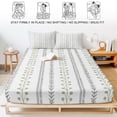 thumbnail image 5 of Cal.King Size Fitted Sheet Set - Sage Green Stripes 3 Piece Bedding Sets 16" Deep Pocket Fitted Sheet with 2 Pillowcases, Modern Simple Floral Lines Rustic Brushed Microfiber Hotel Luxury Bed Sheets, 5 of 9