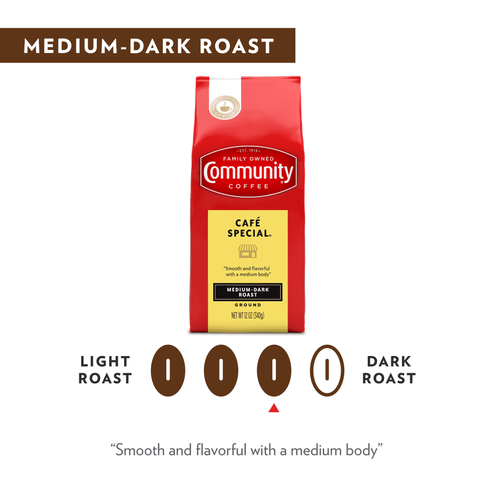 (4 pack) Community Coffee Café Special Medium-Dark Roast Ground 32 oz Gable Top