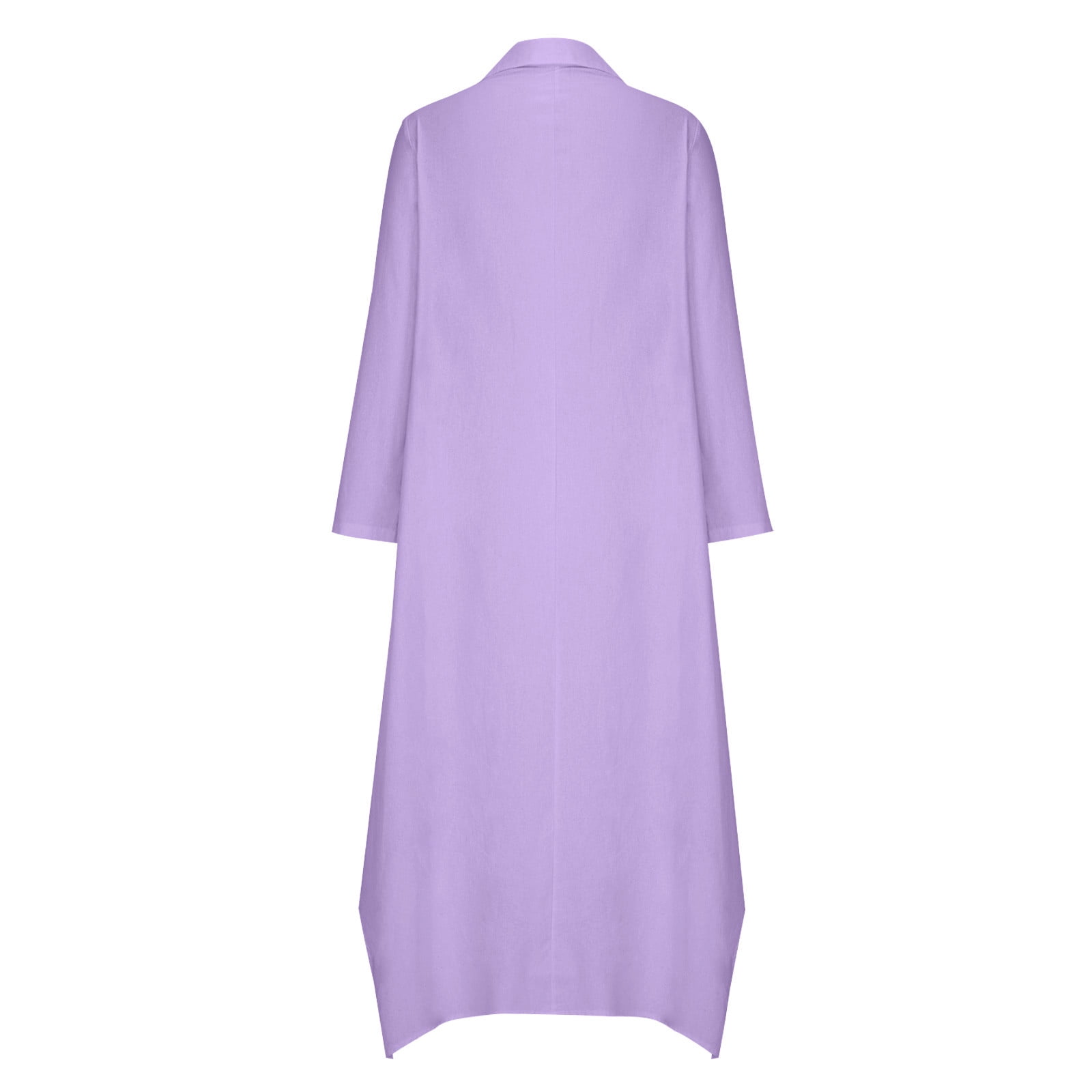 cfhntfmh Cotton Linen Dresses for Women Fall Casual Long Sleeve V Neck Button up Loose Flowy Maxi Dresses with Pockets