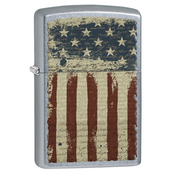 Zippo Lighter: Aged American Flag - Street Chrome